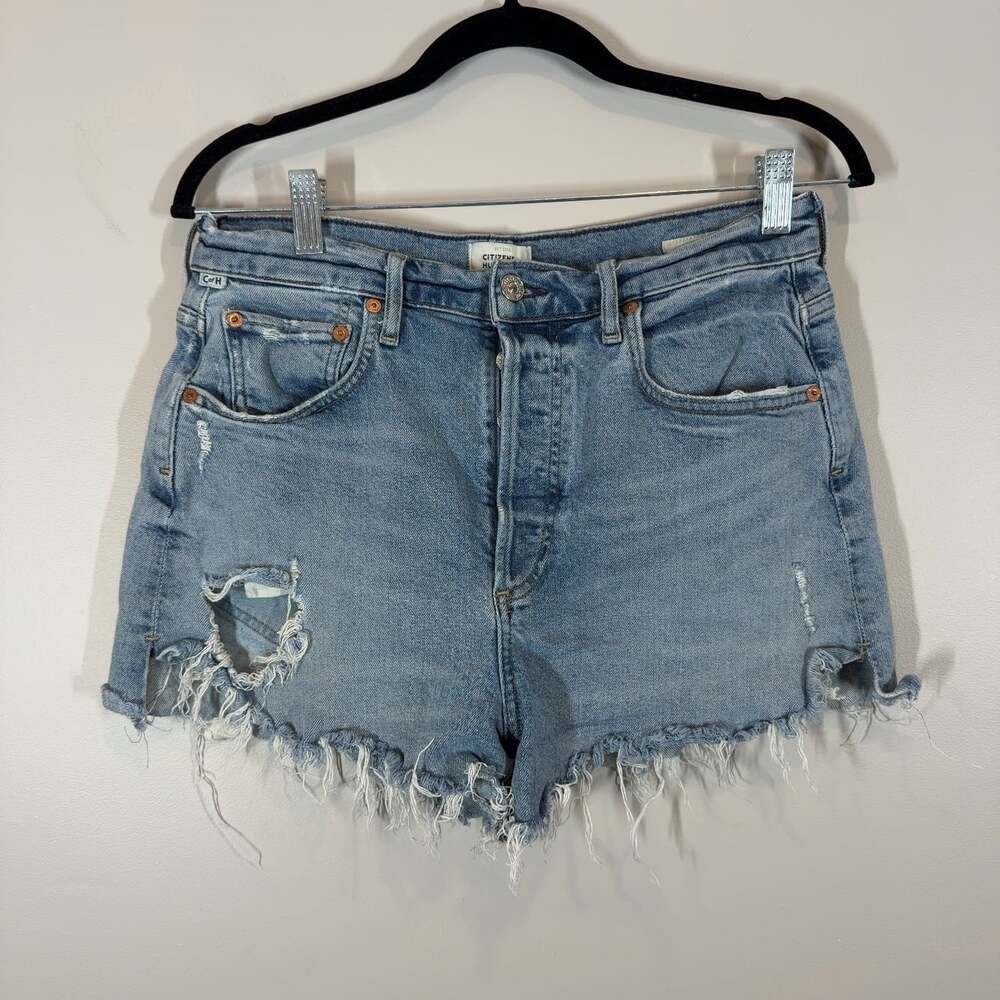 Citizens of Humanity Marlow Distressed Denim Shorts Women's Size 28 Light Wash
